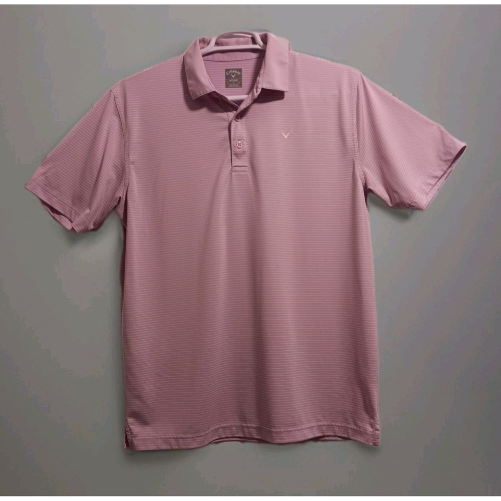 Callaway Opti-Dri Mens Golf Polo Shirt Purple White Pin Stripe Stretch Large